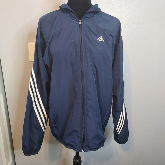 Adidas Men's Size Medium Navy Blue And White Windbreaker Set Size Medium - Picture 1 of 13